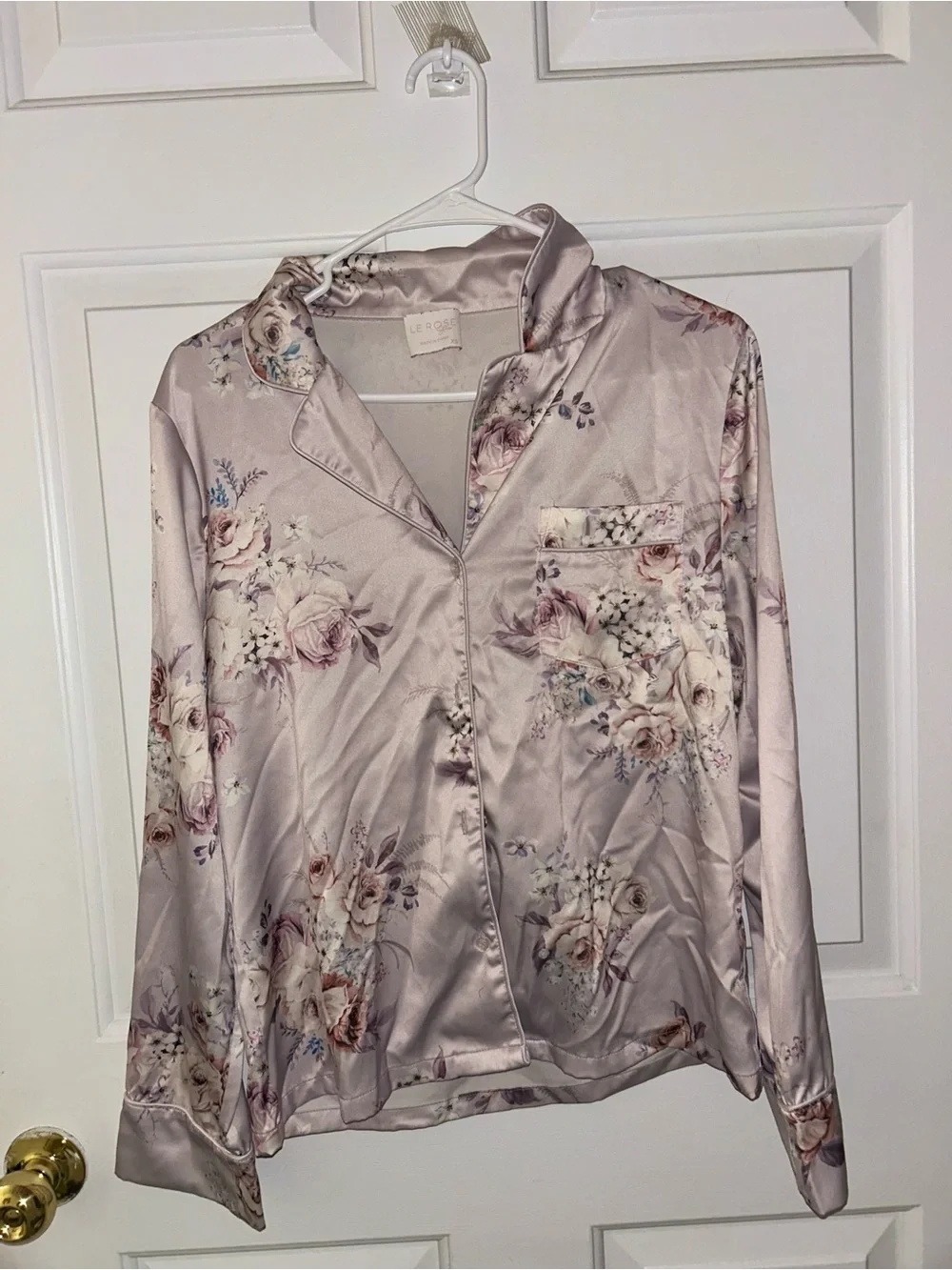 Matching Pajama Set Floral Satin Pajama Top